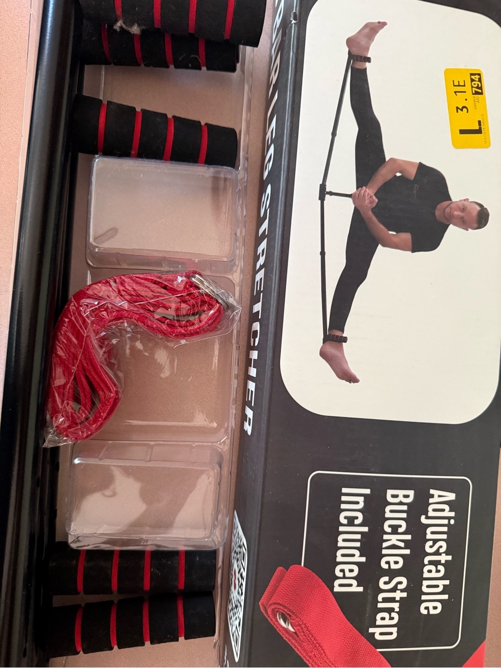 Adjustable Leg Stretcher with Red Strap
